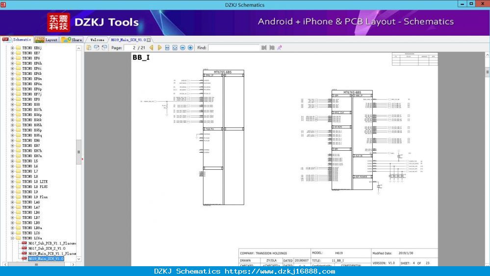 H619_Main_SCH_V1.0 - TECNO LC6a - TECNO Schematic