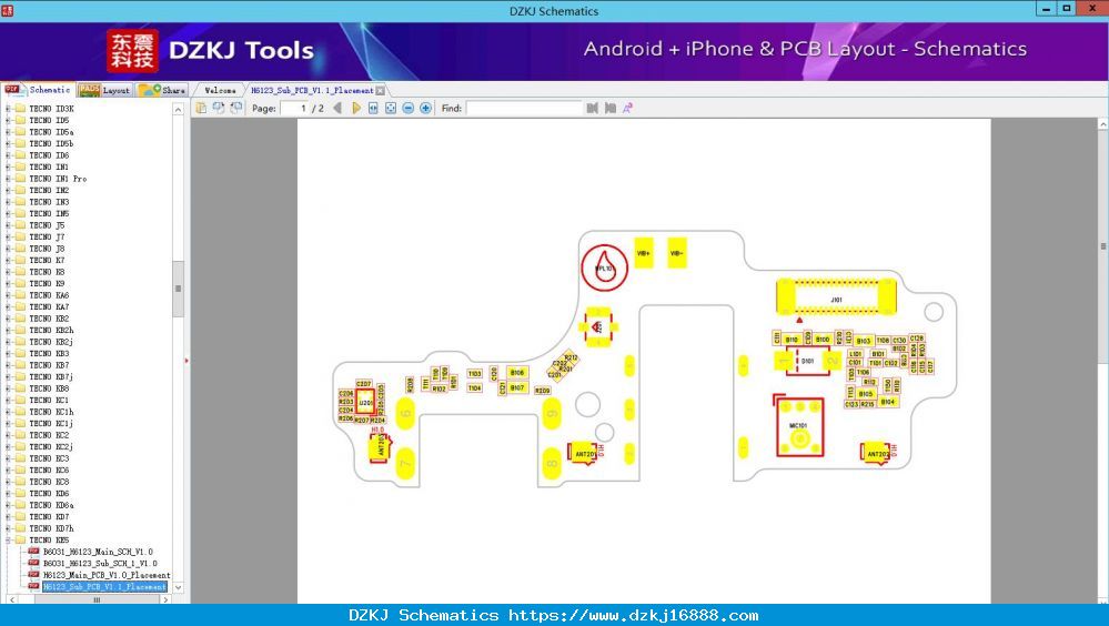 H6123_Sub_PCB_V1.1_Placement - TECNO KE5 - TECNO Schematic