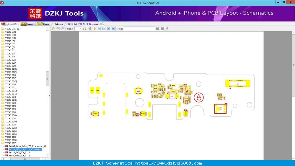 H6216_Sub_PCB_V1.3_Placement - TECNO KE7 - TECNO Schematic