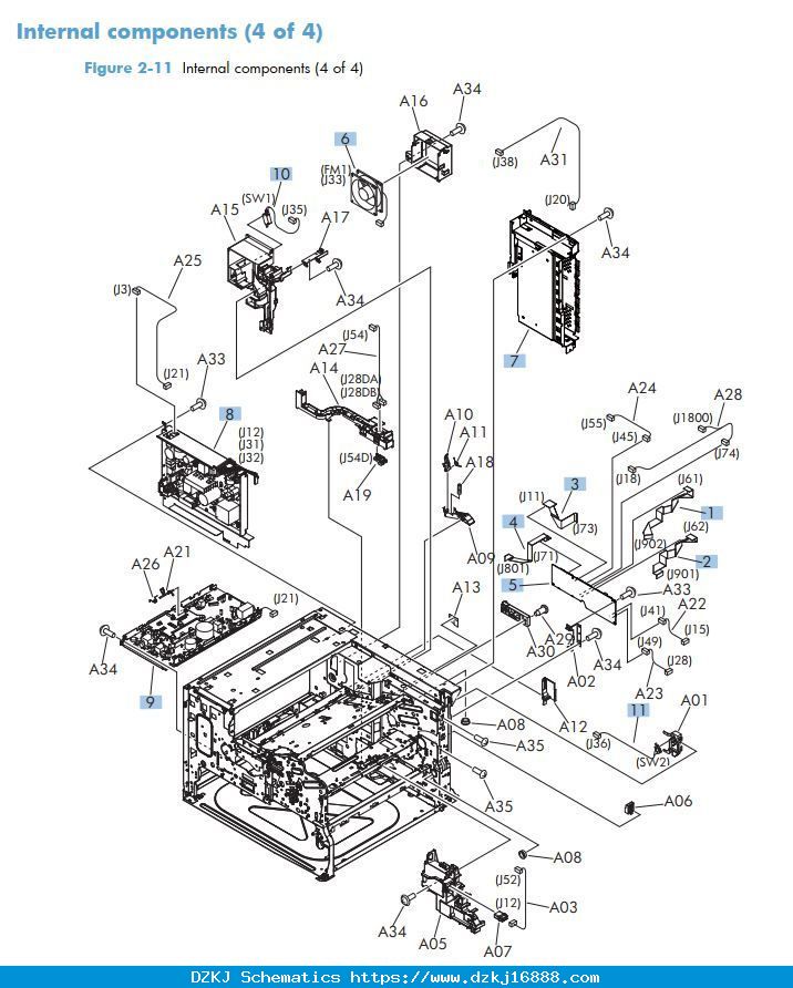 HP M712 Laser Printer Parts Diagrams