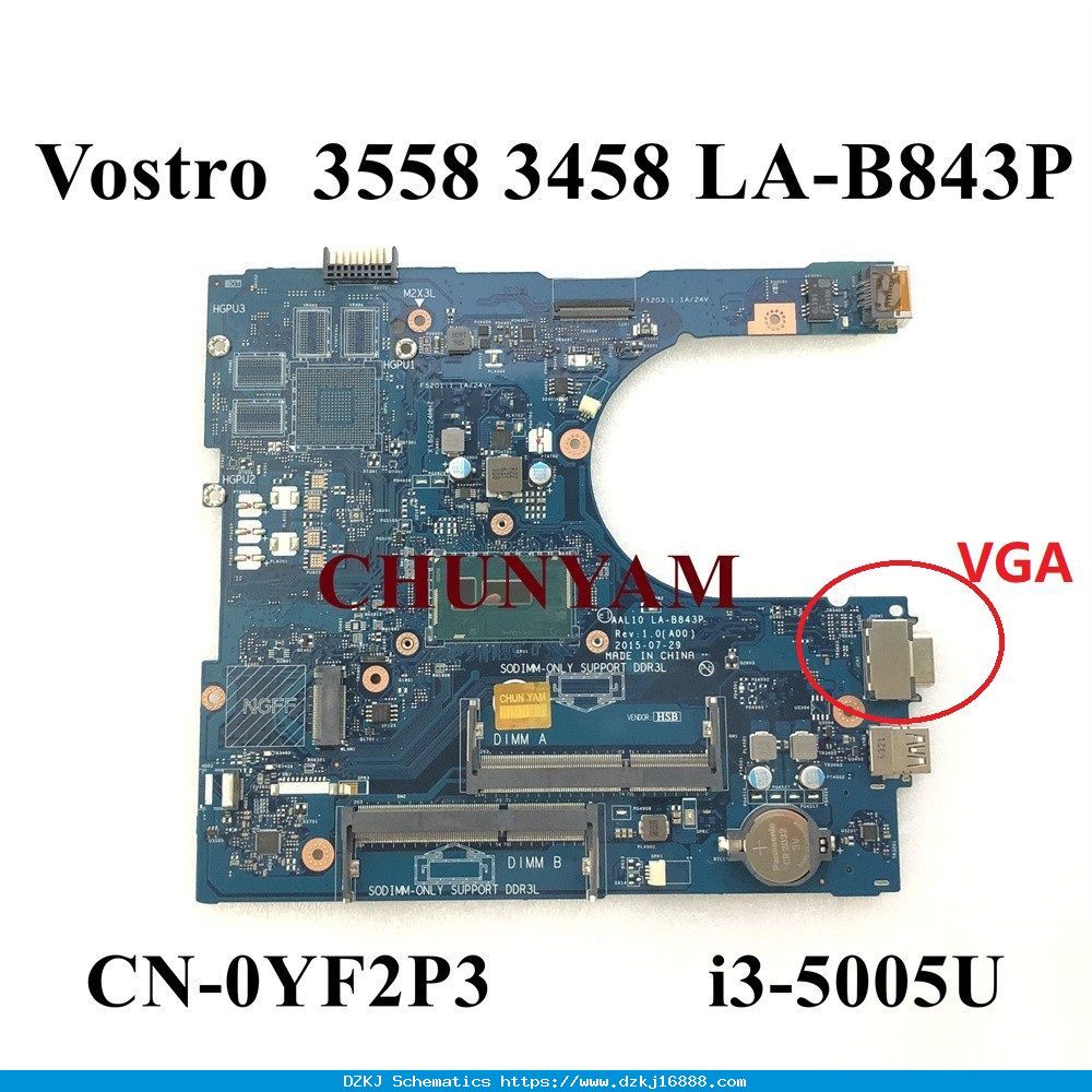 LA B843P I3 5005U CPU Para Dell Vostro 14 3458 …