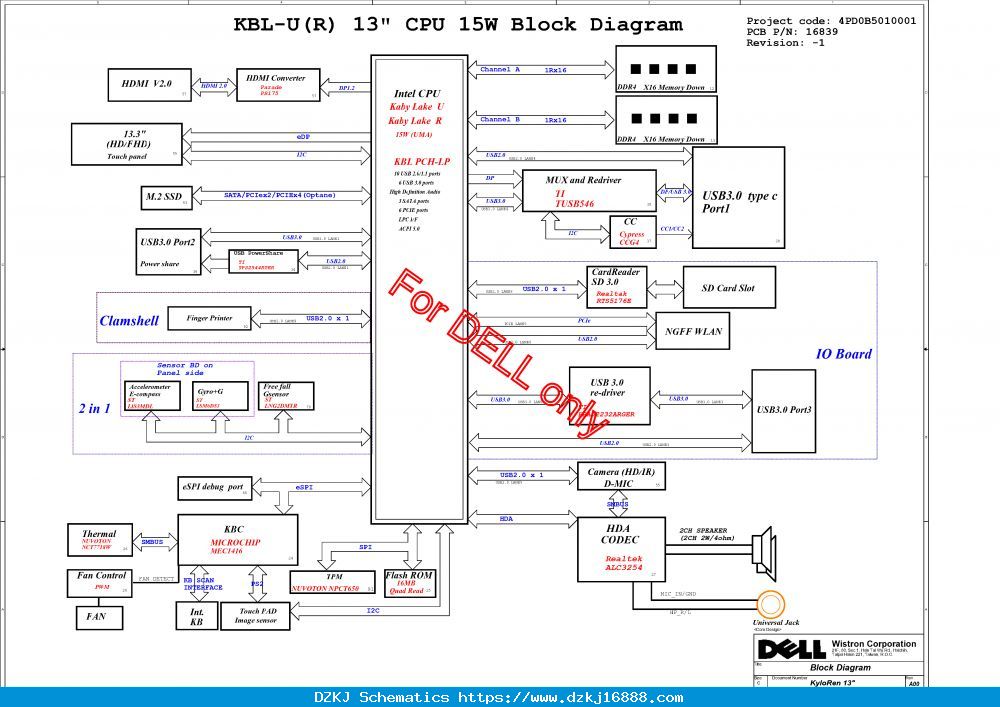 Dell Inspiron 7370 7373 7570 7573 Schematic & Boardview 16839-1 ...
