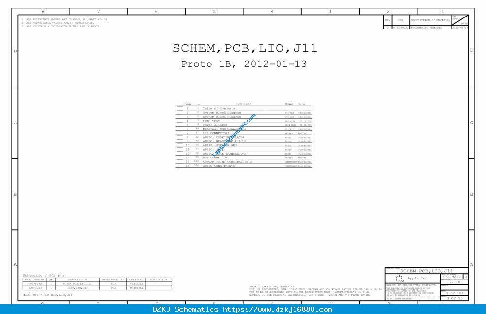 Apple MacBook Air 11 A1465 2012 (J11 LIO 820-3213) Schematic