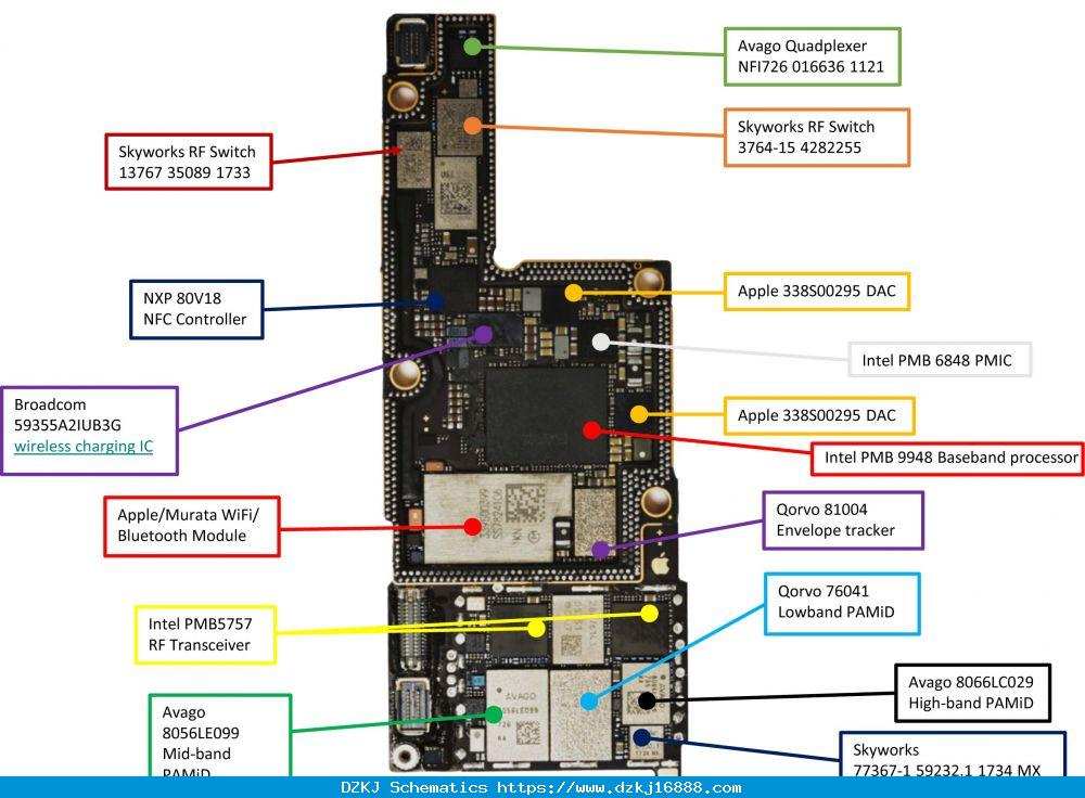 Schematic IPhone 8 Parts Diagram