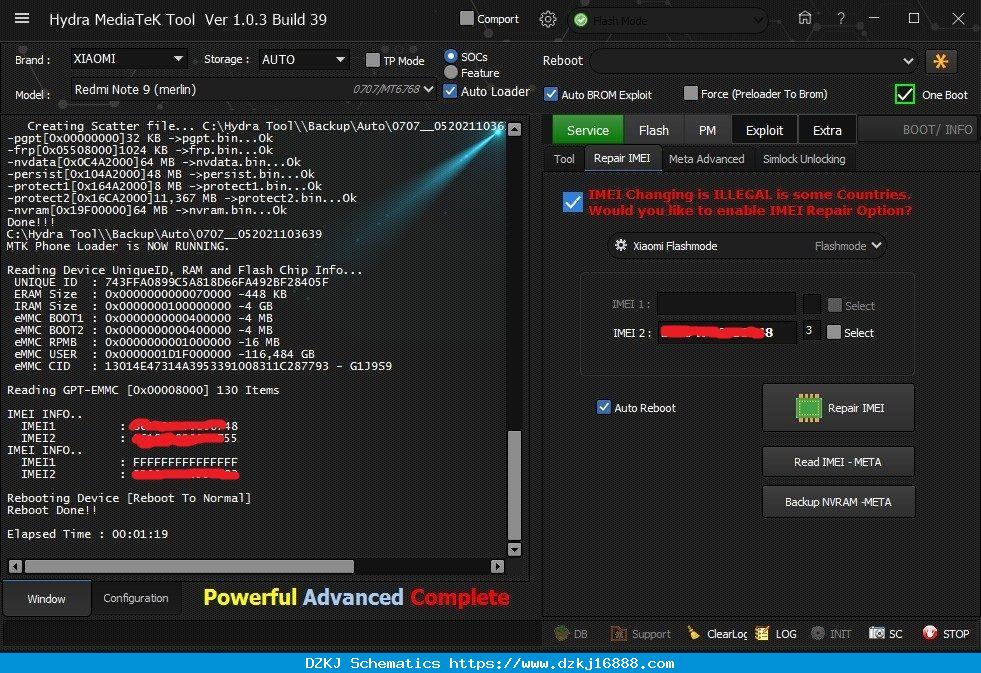 Xiaomi Redmi Note 9 (Merlin) Repair IMEI Successfully Done By Hydra ...