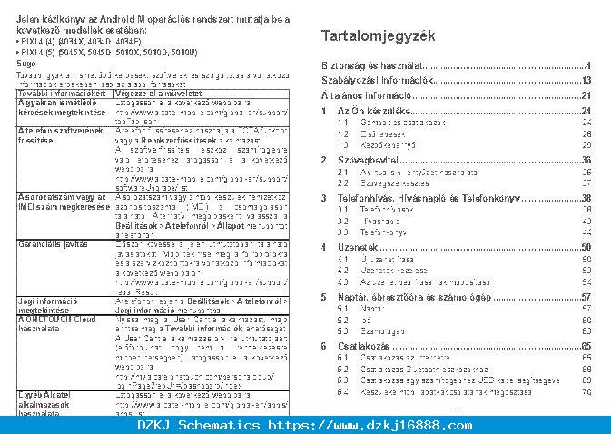 ALCATEL PIXI 4 5010X 5010D 5010U HASZNALATI UTMUTATO Service …