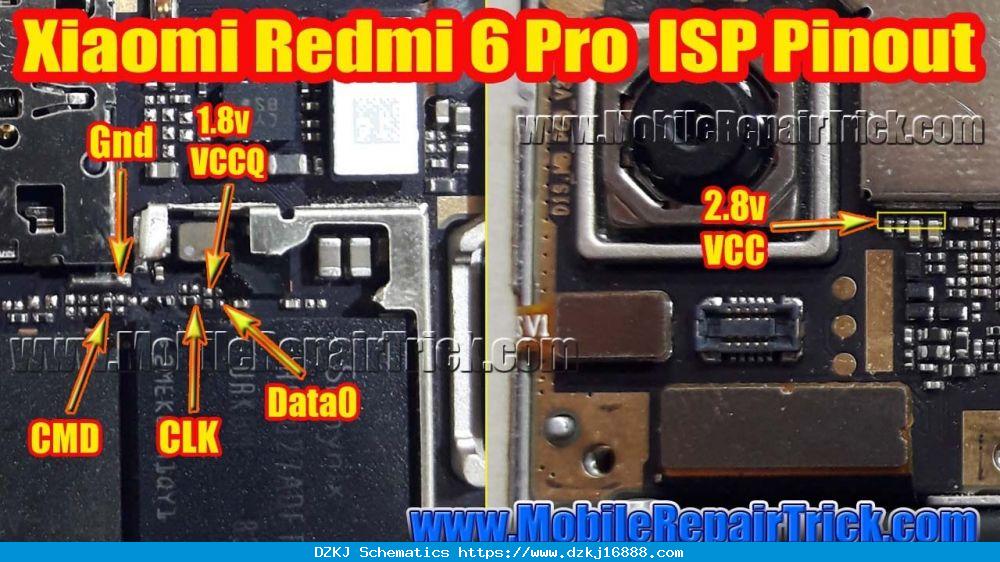 Xiaomi 6 Pro Isp Pinout | Redmi 6 Pro Isp Pinout