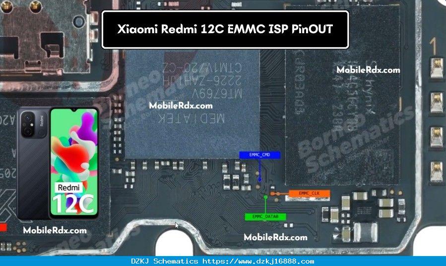 Xiaomi Redmi 12C EMMC ISP PinOUT
