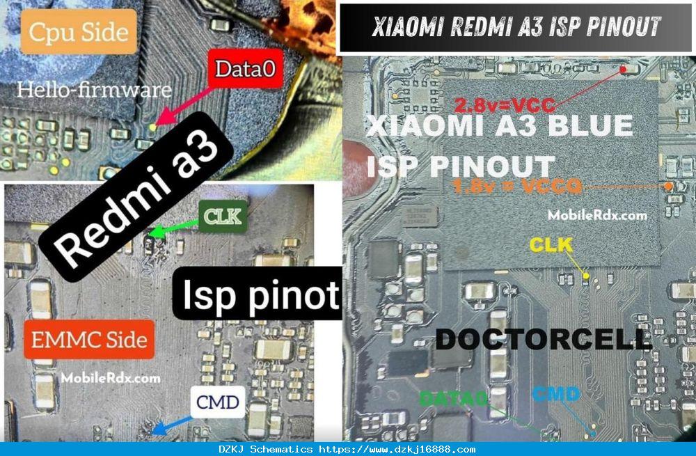 Xiaomi Redmi A3 EMMC ISP PinOUT